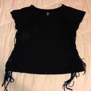 Black fringed t-shirt
